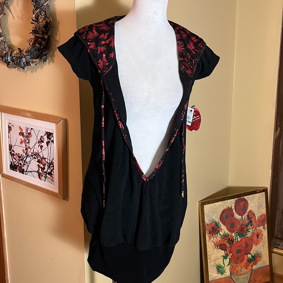 Vtg Y2k APPLE BOTTOM Size Small Hoodie Logo SPELL-OUT BUMM TerryCloth Tie NEW - Picture 14 of 16